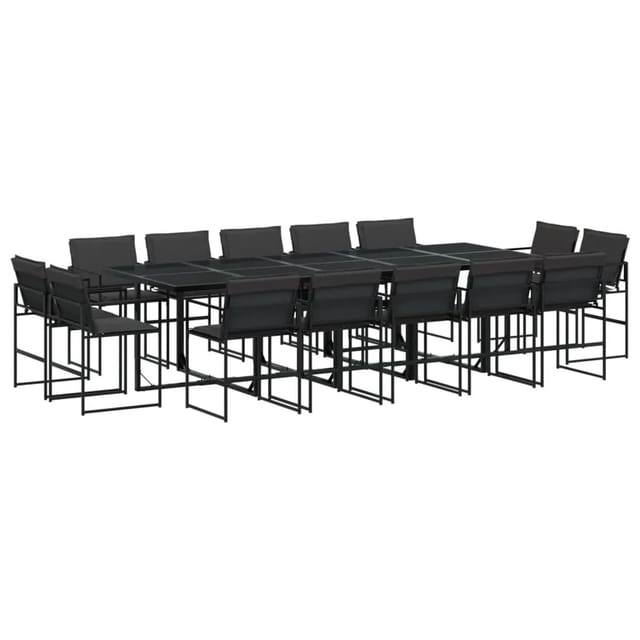 vidaXL 15-Tlg Garten-Essgruppe mit Kissen Schwarz Textilene 3295081