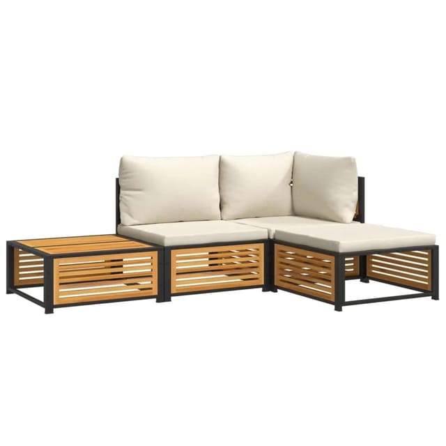 vidaXL 4-Tlg Garten-Sofagarnitur mit Kissen Massivholz Akazie 3214906