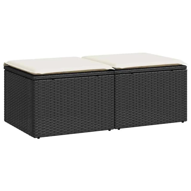 vidaXL 2-Tlg Garten-Sofagarnitur mit Kissen Schwarz Poly Rattan 3328659