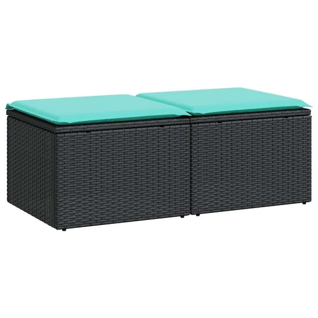 vidaXL 2-Tlg Garten-Sofagarnitur mit Kissen Schwarz Poly Rattan 3328680