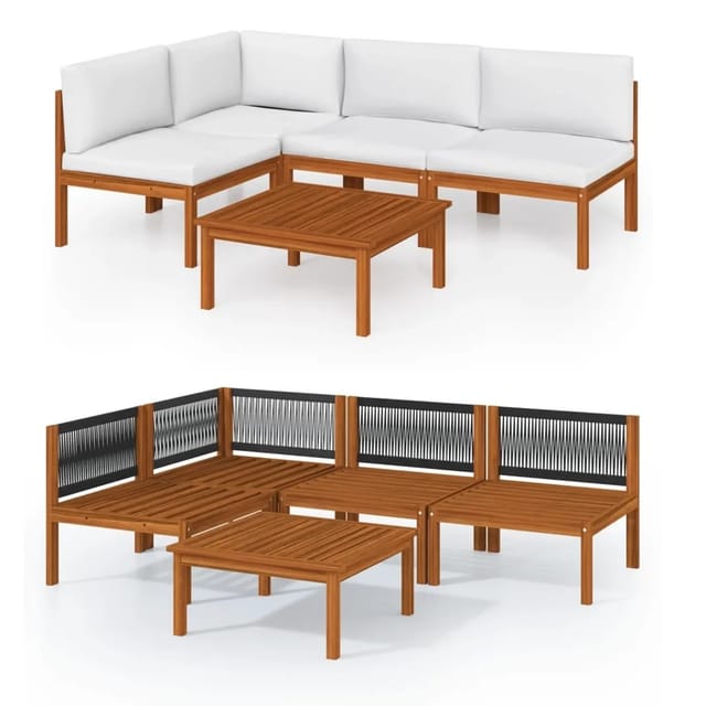 vidaXL 5-Teiliges Garten-Lounge-Set mit Kissen Creme 63 x 63 cm 3057902