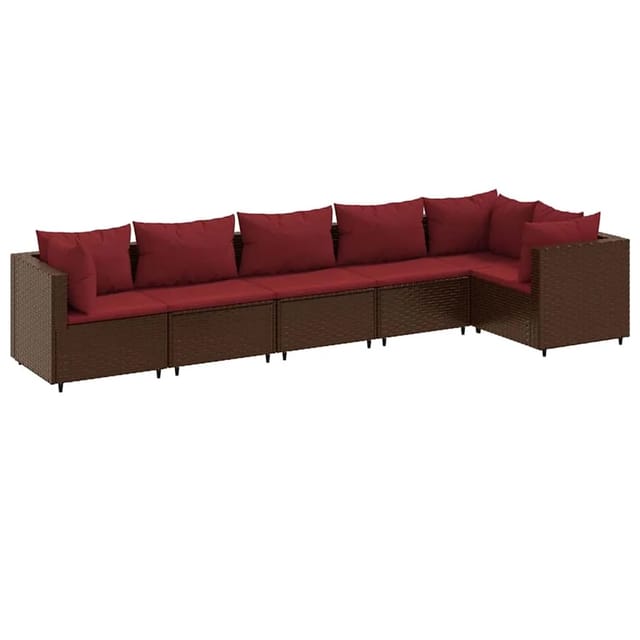 vidaXL 6-Tlg Garten-Lounge-Set mit Kissen Braun Poly Rattan 3308109