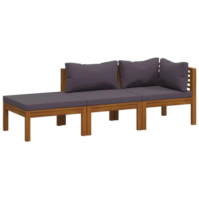 vidaXL 3-Tlg Garten-Lounge-Set mit Auflagen Massivholz Akazie 3086921