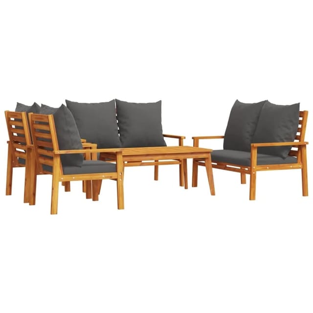 vidaXL 5-Tlg Garten-Lounge-Set mit Kissen Massivholz Akazie 3211802