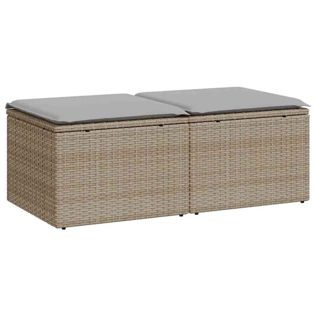 vidaXL 2-Tlg Garten-Sofagarnitur mit Kissen Beige Poly Rattan Akazie 3328682