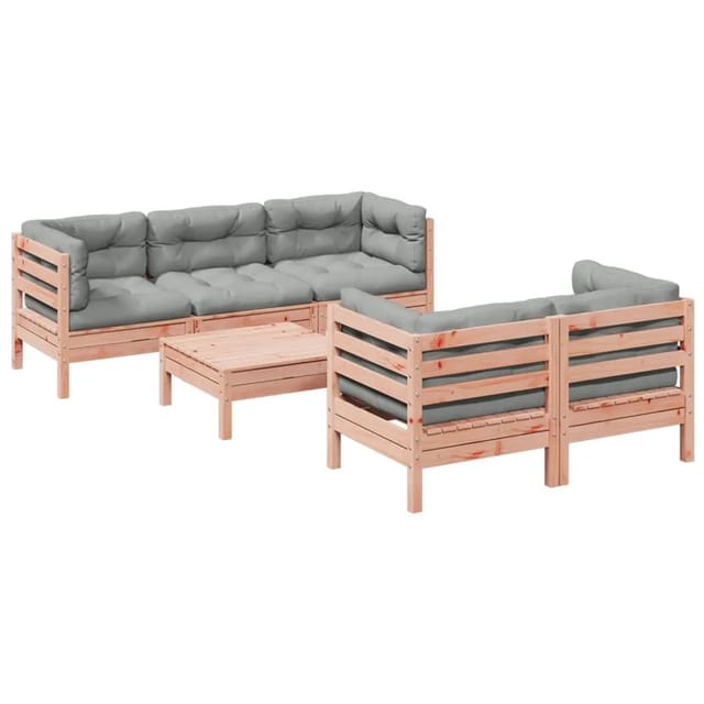 vidaXL 6-Tlg Garten-Sofagarnitur mit Kissen Massivholz Douglasie 3299295