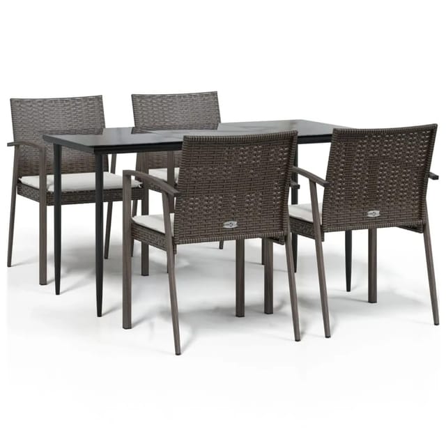 vidaXL 5-Tlg Garten-Essgruppe mit Kissen Poly Rattan und Stahl 3186973