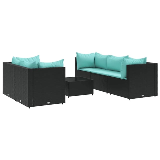 vidaXL 6-Tlg Garten-Lounge-Set mit Kissen Schwarz Poly Rattan 3308020