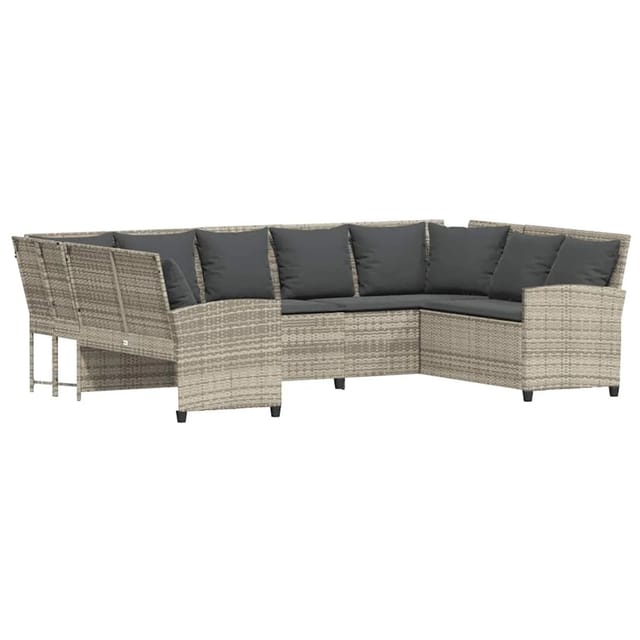 vidaXL Gartensofa mit Kissen Hellgrau Poly Rattan 3365334