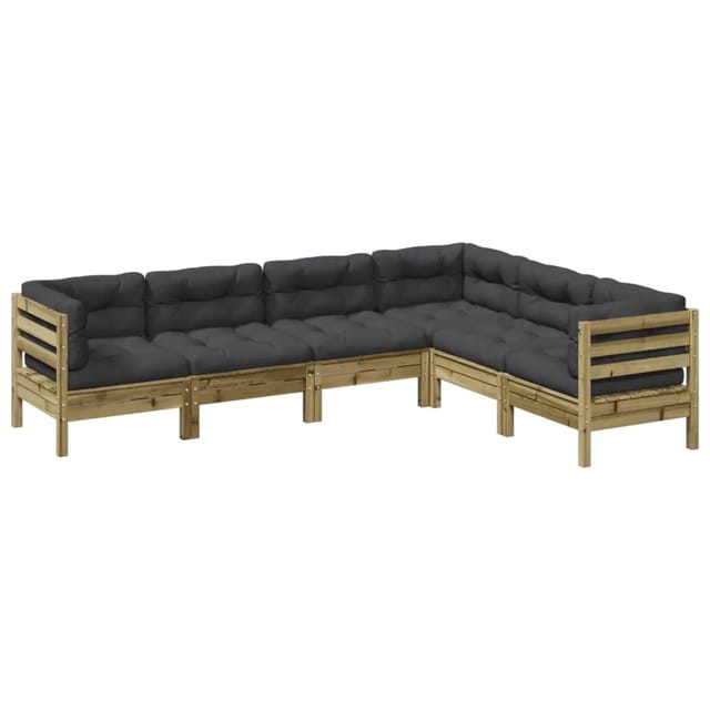 vidaXL 6-Tlg Garten-Sofagarnitur mit Kissen Kiefernholz Imprägniert 3299462