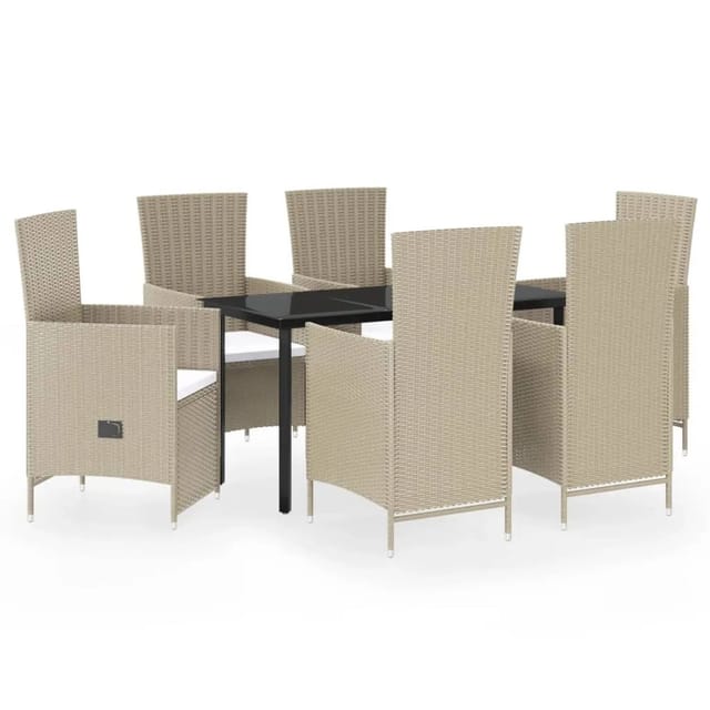 vidaXL 7-Tlg Garten-Essgruppe mit Auflagen Beige 3099465