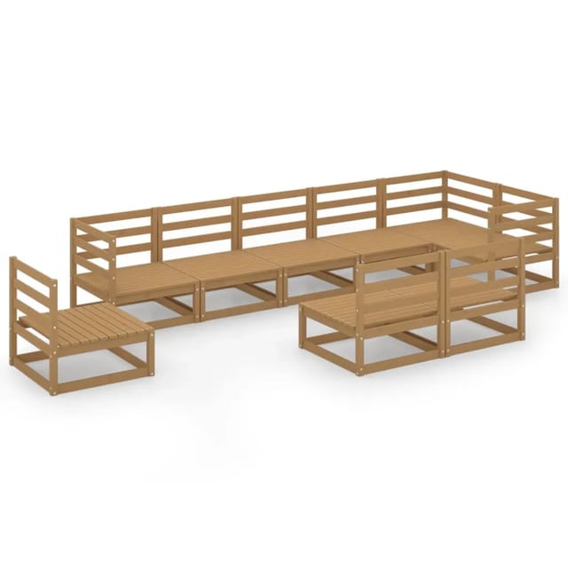 vidaXL 9-Tlg Garten Lounge Set Honigbraun Massivholz Kiefer 3075637