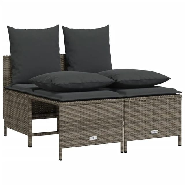 vidaXL 4-Tlg Garten-Sofagarnitur mit Kissen Grau Poly Rattan 368382