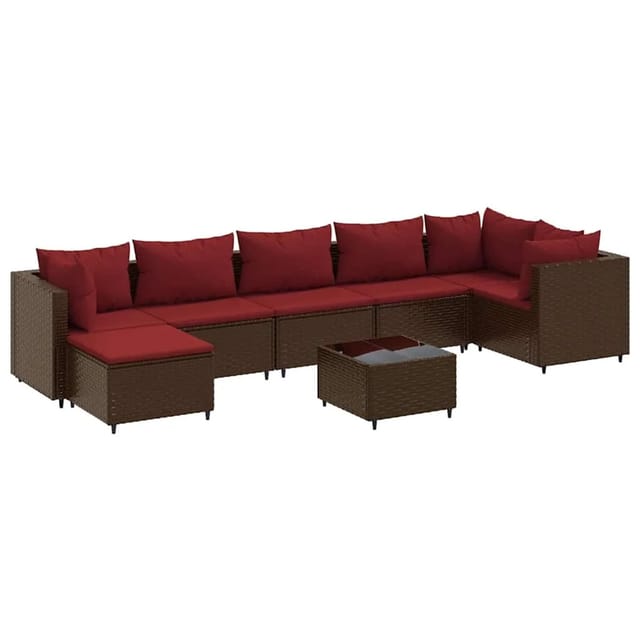 vidaXL 8-Tlg Garten-Lounge-Set mit Kissen Braun Poly Rattan 3308237