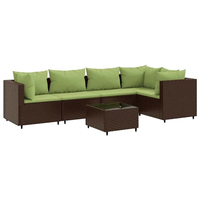 vidaXL 6-Tlg Garten-Lounge-Set mit Kissen Braun Poly Rattan 3308102