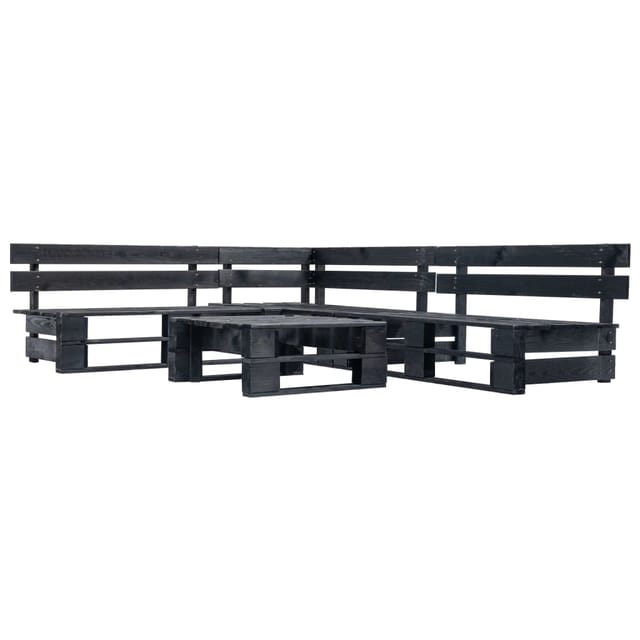 vidaXL 4-Tlg Garten-Lounge-Set aus Paletten Schwarz Holz 277420