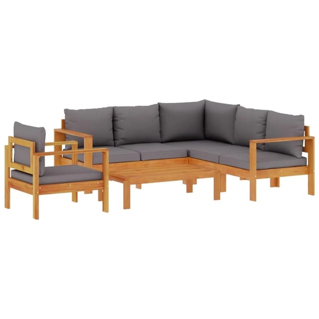 vidaXL 5-Tlg Garten-Sofagarnitur mit Kissen Massivholz Akazie 3214862
