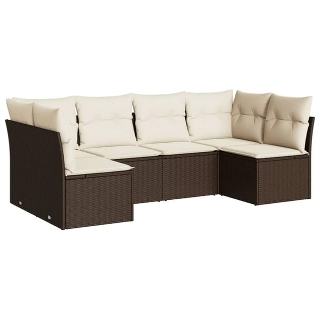 vidaXL 6-Tlg Garten-Sofagarnitur mit Kissen Braun Poly Rattan 3217393