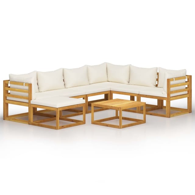 vidaXL 8-Tlg Garten-Lounge-Set mit Auflagen Creme Massivholz Akazie 3057646