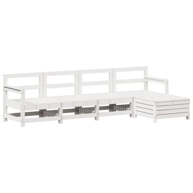 vidaXL 5-Tlg Garten-Sofagarnitur Weiß Massivholz Kiefer 3250853