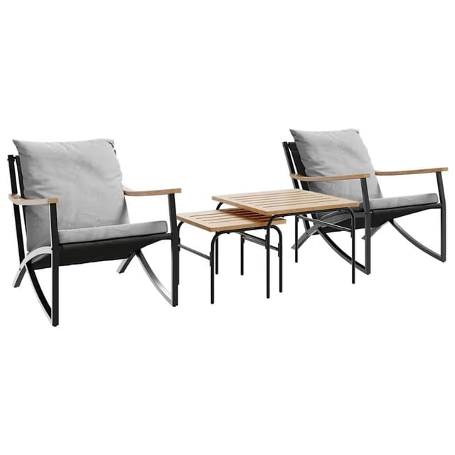 vidaXL 4-Tlg Balkonmöbel Set mit Kissen Schwarz Stahl 4009305