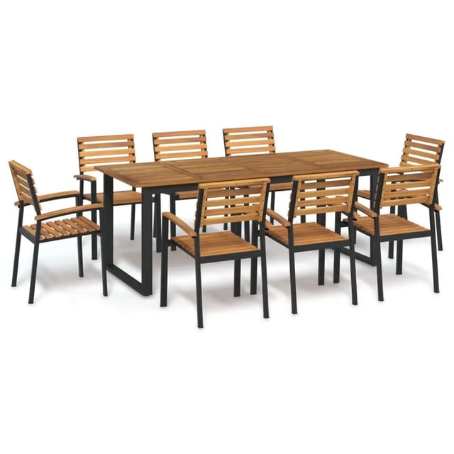 vidaXL 9-Tlg Garten-Essgruppe Massivholz Akazie und Metall 3155405