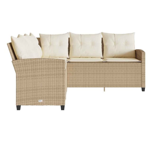 vidaXL L-förmiges Couchsofa mit Kissen Beige Poly Rattan 365417