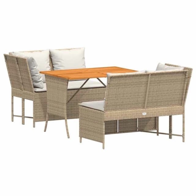 vidaXL 3-Tlg Garten-Sofagarnitur mit Kissen Beige Poly Rattan 3365344