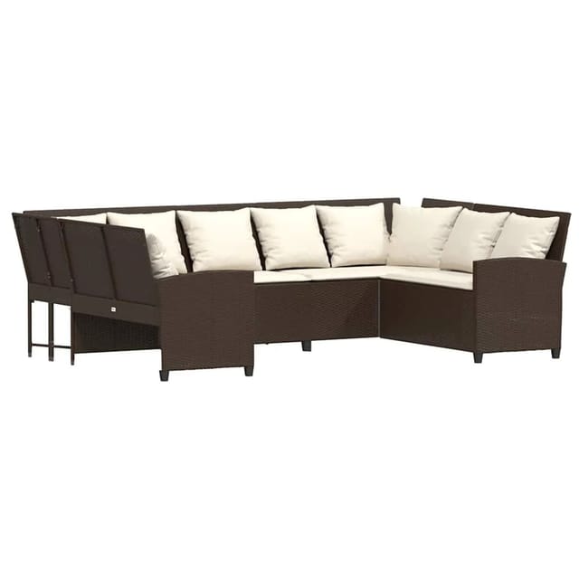 vidaXL Gartensofa mit Kissen Braun Poly Rattan 3365330