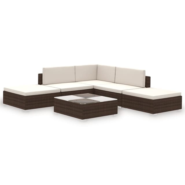 vidaXL 6-Tlg Garten-Lounge-Set mit Auflagen Poly Rattan Braun 41268