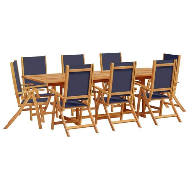 vidaXL 9-Tlg Garten-Essgruppe Massivholz Akazie und Textilene 3279307