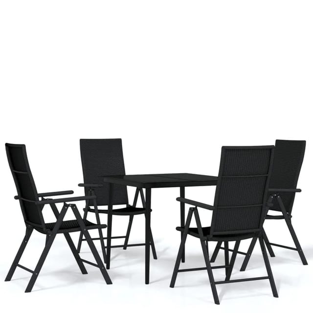 vidaXL 5-Tlg Garten-Essgruppe Schwarz 3099108