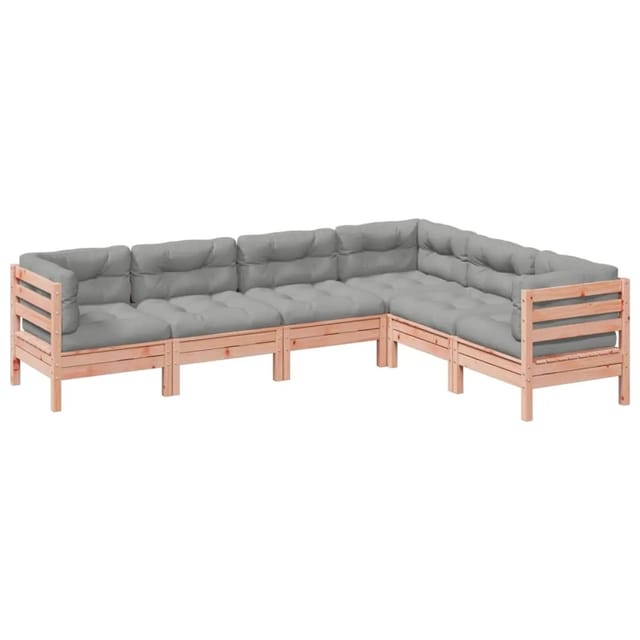 vidaXL 6-Tlg Garten-Sofagarnitur mit Kissen Massivholz Douglasie 3299461