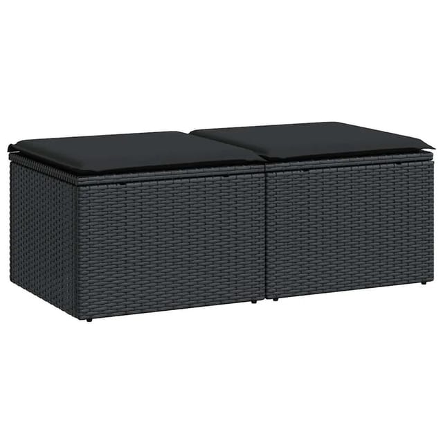 vidaXL 2-Tlg Garten-Sofagarnitur mit Kissen Schwarz Poly Rattan 3328678