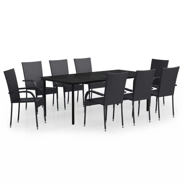 vidaXL 9-Tlg Garten-Essgruppe Schwarz 3099382