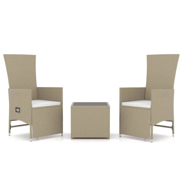 vidaXL 3-Tlg Garten-Lounge-Set Beige Poly Rattan Stahl 3157663