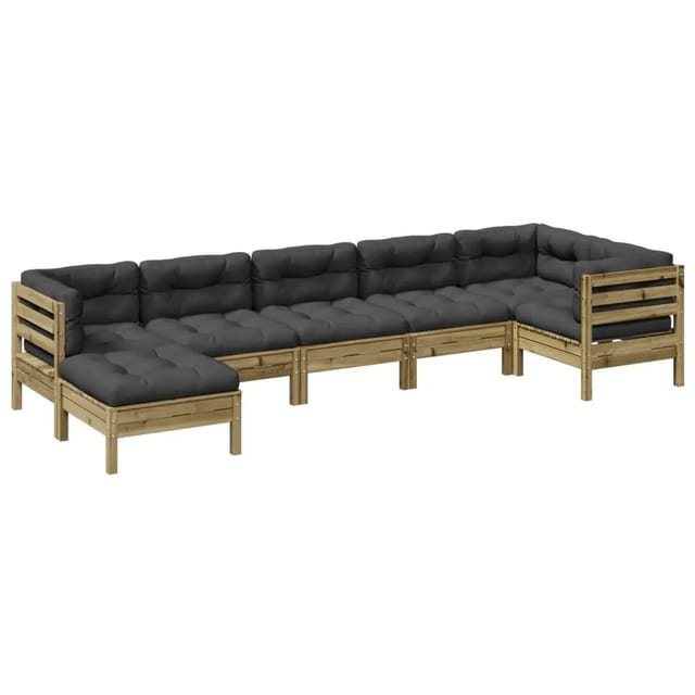 vidaXL 7-Tlg Garten-Sofagarnitur mit Kissen Kiefernholz Imprägniert 3299551