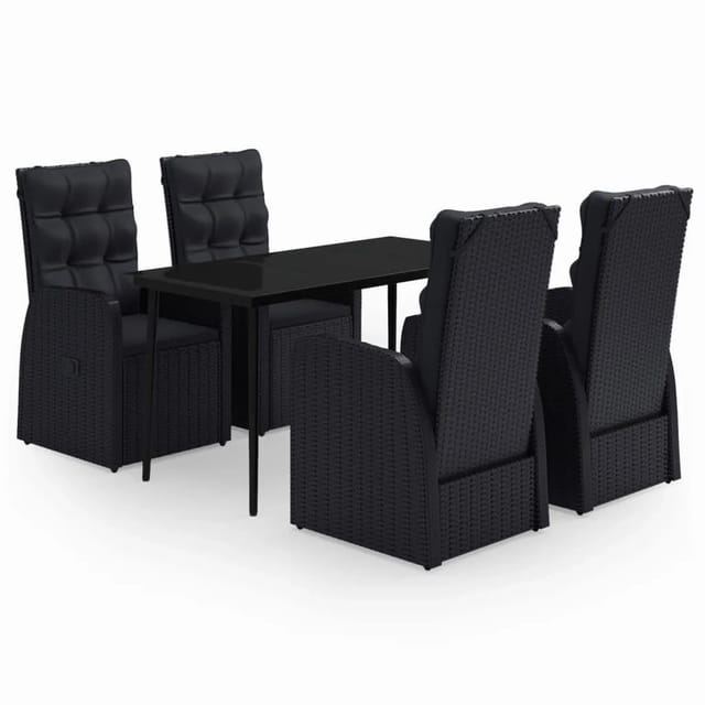 vidaXL 5-Tlg Garten-Essgruppe mit Kissen Schwarz 3099493