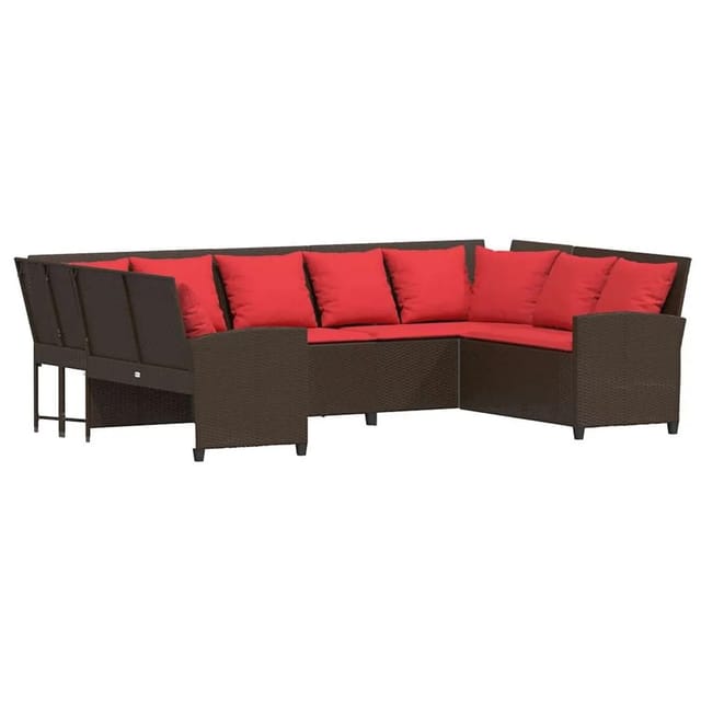 vidaXL Gartensofa mit Kissen Braun Poly Rattan 3365336