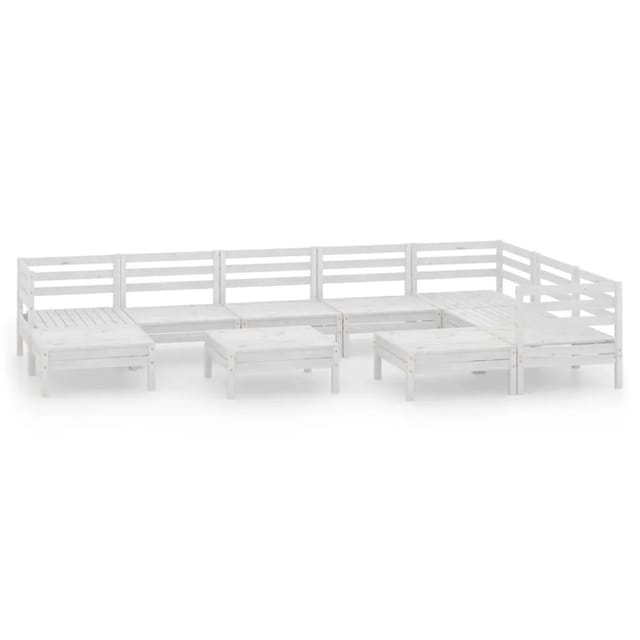 vidaXL 10-Tlg Garten-Lounge-Set Massivholz Kiefer Weiß 3083030