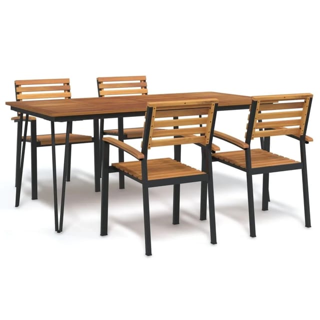 vidaXL 5-Tlg Garten-Essgruppe Massivholz Akazie und Metall 3155418