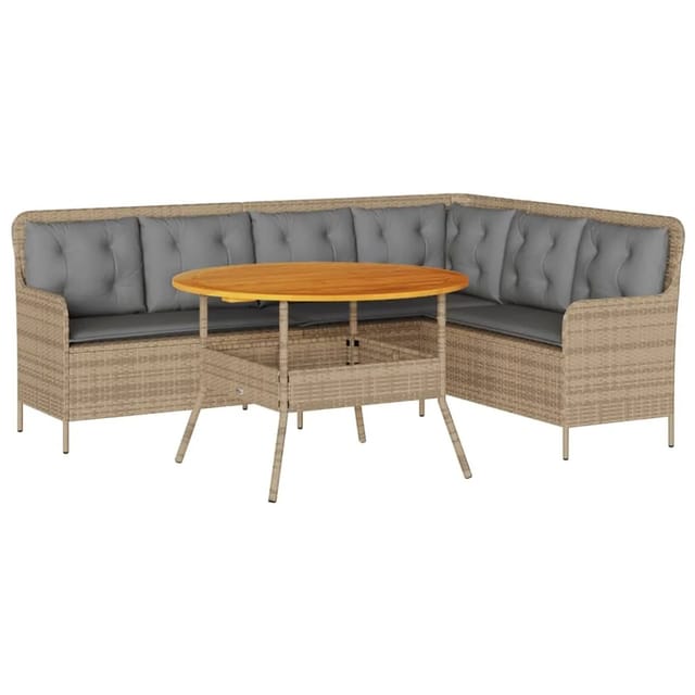 vidaXL 2-Tlg Garten-Sofagarnitur mit Kissen Beige Poly Rattan 3262093