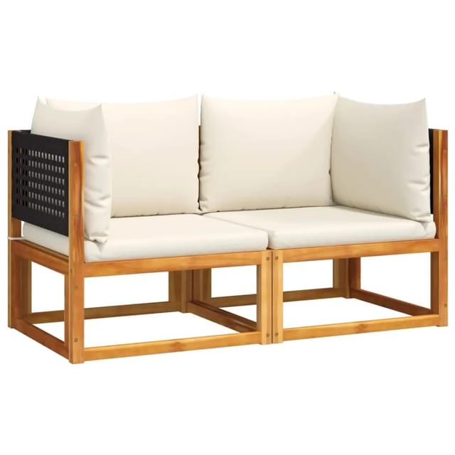vidaXL Gartensofas-Ecke mit Kissen 2 Stk Holz Akazie Rattan 3278876
