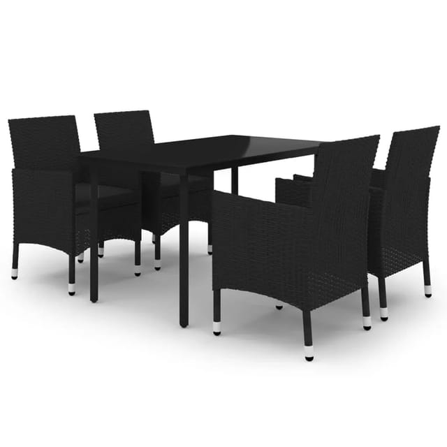 vidaXL 5-Tlg Garten-Essgruppe mit Auflagen Poly Rattan und Glas 3099687