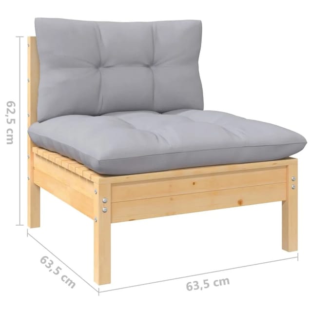 vidaXL 13-Tlg Garten-Lounge-Set mit Grauen Kissen Kiefer Massivholz 3097234