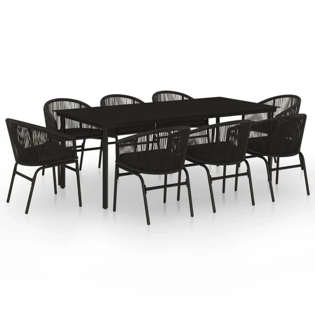 vidaXL 9-Tlg Garten-Essgruppe Schwarz 3099226