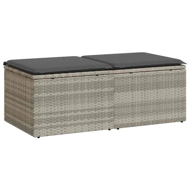 vidaXL 2-Tlg Garten-Sofagarnitur mit Kissen Hellgrau Poly Rattan 3328665
