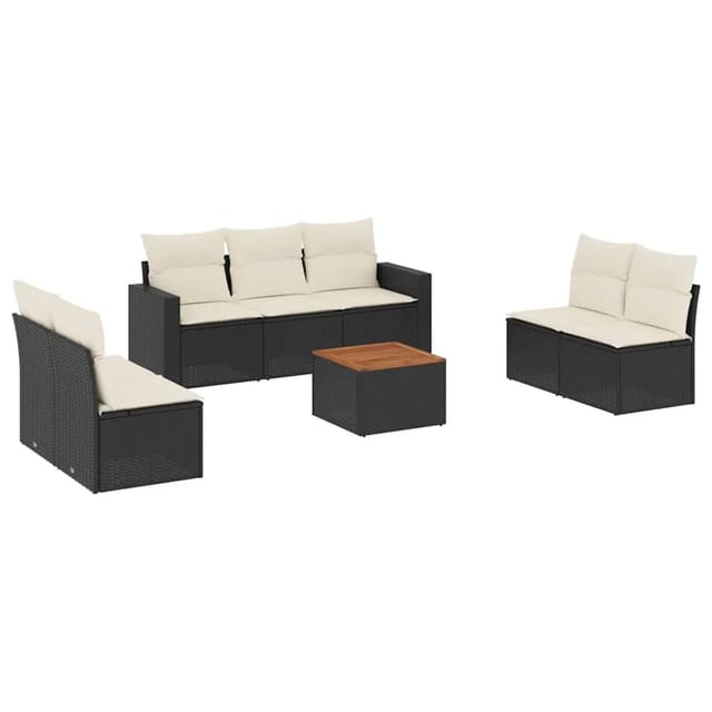 vidaXL 8-Tlg Garten-Sofagarnitur mit Kissen Schwarz Poly Rattan 3256406