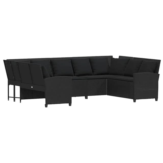 vidaXL Gartensofa mit Kissen Schwarz Poly Rattan 3365329