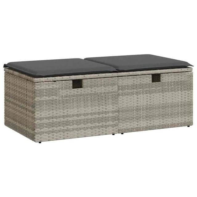 vidaXL 2-Tlg Garten-Sofagarnitur mit Kissen Hellgrau Poly Rattan 3328675